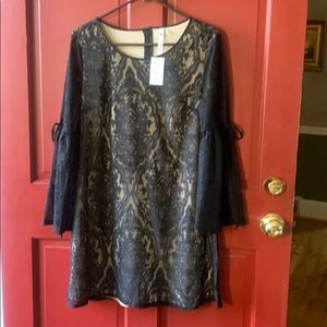 NY Collection Petite Medium Bell Sleeve Lace Dress